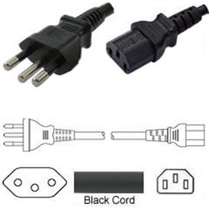 Picture of FS33017 Brazil Power Cord NBR14136 Male Plug Connector to Typ IEC60320-C13 Female 6 Feet