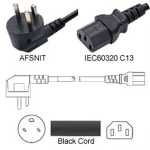 Picture of FS33020 Danish Power Cord AFSNIT Male Plug Connector to IEC60320 C13 6 Feet 