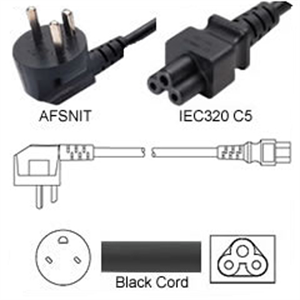 Image de FS33021 Danish Power Cord AFSNIT Male Plug Connector to IEC60320 C5 6 Feet 