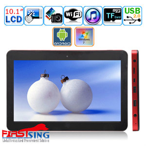 Image de FirstSing FS07037 Android 2.2 Window 7 Intel Pineview N455 GMA315 1660MHZ 1G 16G HDD WIFI USB Camera 10.1-inch LED Backlight LCD Touch Screen Tablet PC