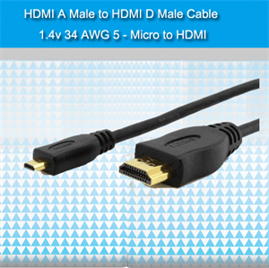 FirstSing FS33005 HDMI A Male to HDMI D Male Cable 1.4v 34 AWG 5 - Micro to HDMI