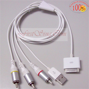 Image de FirstSing FS27012 Composite TV AV Cable for iPad iPhone 4G 3GS 3G iPod
