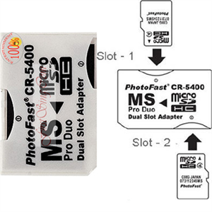 FirstSing FS24021 PhotoFast CR-5400 Dual Socket Micro SD(HC)/T-Flash to MS Pro Duo Adapter