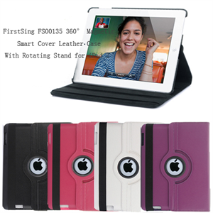 FirstSing FS00135 360° Magnetic Smart Cover Leather Case With Rotating Stand for iPad 2 