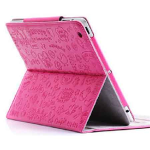 Изображение FS00138 Cute Cartoon Graffitti Embossing for iPad 2 Magnetic Smart Cover Leather Case