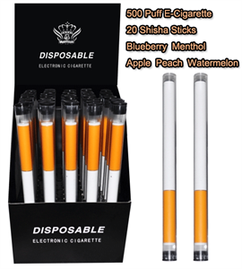 Picture of FirstSing Disposable 500 Puff E-Cigarette 20 Shisha Sticks Blueberry  Menthol  Apple  Peach and Watermelon