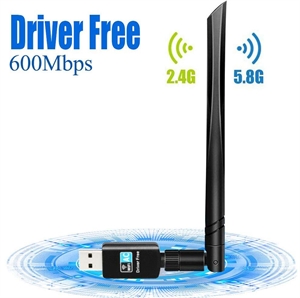 WiFi Antena USB WiFi Adaptor AC 600Mbps Driver Free-Auto WiFi Dongle 5dBi Dual Band 2.4GHz 5GHz Mini Receptor for PC Desktop Laptop Firstsing