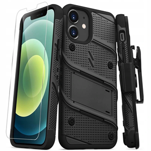 Изображение Heavy-Duty Military Grade Drop Protection with Kickstand Included Belt Clip Holster Tempered Glass for iPhone 12 Mini