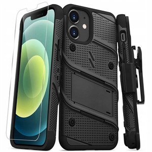 Image de Heavy-Duty Military Grade Drop Protection with Kickstand Included Belt Clip Holster Tempered Glass for iPhone 12 Mini