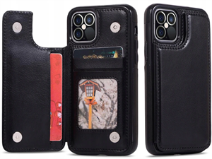 PU Leather Case with Card Slots Wallet Flip Cover for iPhone 12 and 12 Pro の画像