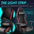 Изображение Игровое кресло с подставкой для ног и динамиками Bluetooth Музыкальное кресло для видеоигр Гоночное кресло со светодиодной подсветкой Светодиодные ленты RGB