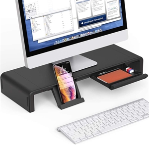 Picture of Foldable Monitor Stand Riser Computer Laptop Shelf with Organizer Drawer