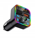 FM Transmitter Car Bluetooth Radio Adapter with QC 3.0 2.4A Dual USB Charger の画像