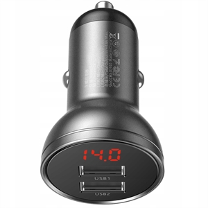 24W 4.8A USB Car Charger Adapter with Digital Display の画像