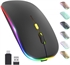 LED Wireless Mouse, Rechargeable Slim Silent Mouse 2.4G Portable Mobile Optical Office Mouse の画像