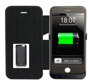 3200mAh External Power Bank Pack Backup Battery Charger Case For iPhone 6 with leather の画像