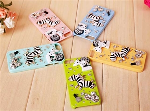 3D Zebra Bow Crystal Bling Finished Case Cover Skin for Apple iPhone 5 5s