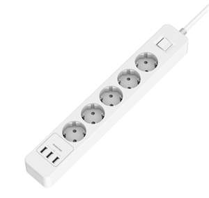Firstsing 16A Wall Charger Socket with 5 Outlet and 3 USB Ports Travel Adapter Switch Power
