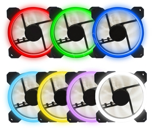 Firstsing 12025 Dual Aperture 7 Color LED Double Ring Quiet Case Fan Cooling System CPU Cooler の画像