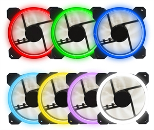 Image de Firstsing 12025 Dual Aperture 7 Color LED Double Ring Quiet Case Fan Cooling System CPU Cooler