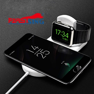 Image de Firstsing 2 in 1 Foldable Wireless Fast Charger with Dual Charging Pad for Apple Watch Series and All Qi-Enabled Devices