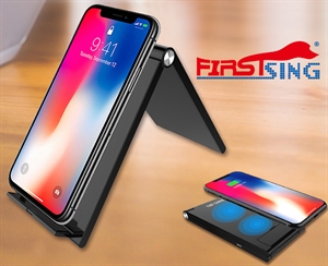 Изображение Firstsing Qi Fast Wireless Foldable Charging Stand for iPhone 8 X Samsung Galaxy S6-S8 Edge and more Qi-Enabled devices