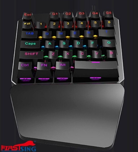 FirstSing NEW Single Hand Mechanical RGB Gaming Keyboard with Hand Rest Backlit for PC の画像