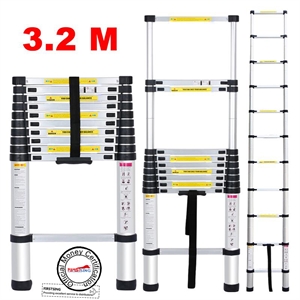 Image de Firstsing 3.2M Aluminum Alloy Engineering Ladder Portable Foldable Extendable Ladder for 11 Steps