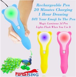 Image de Firstsing Wireless 3D Pen Scribble Pen  3D Printer Doodle Drawing Pen Birthday Gift  for Kids USB 3D Pencil