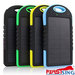 Изображение Firstsing 5000mAh Portable IP54 Waterproof Solar Charger Dual USB External Battery Power Bank