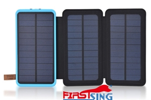 Изображение Firstsing Solar Charger 20000mAh Power Bank Dual USB Output with 3 Solar Panels External Battery Bank