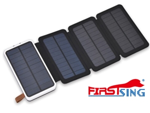 Firstsing Solar Charger 20000mAh Power Bank Dual USB Output with 4 Solar Panels External Battery Bank