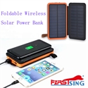 Firstsing Foldable Wireless Solar Power Charger 16000mah Portable Power Bank with 2 Solar Panels External Battery