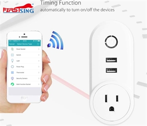 Image de Firstsing US UK EU 2 USB  Smart Plug Wifi Smart Socket APP Remote Control Smart Home Timing Switch Plug Devices Share for Phone