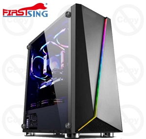 Firstsing ATX Mid Tower Gaming Tempered Glass PC Computer Case With RGB light strip の画像
