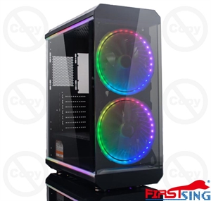 Image de Firstsing Tempered Glass ATX Mid Tower PC Computer Gaming Case With RGB Fan