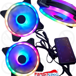 Изображение Firstsing Computer Case Fan 120mm RGB LED Silent Dual Ring Fan