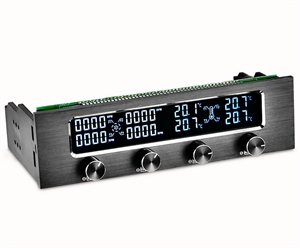 Изображение 5.25"Front Panel LCD Digital Adjustable 4Ch Fan Speed Controller Temperature