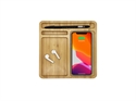Image de 10W Fast Charging Plate Qi Bamboo Wireless Charger Storage Organizer