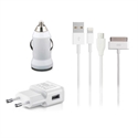 3 in 1 Travel Charger Kit ( US/UK/EU Standard Dual USB Power Charger + 30 Pin , Micro 5 Pin and 8 Pin 3 in 1 Cable + USB Car Charger ) for iphone™4/4S/5/5S/6 , Samsung Galaxy S3/4/5 etc  の画像