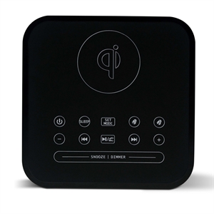 Qi bluetooth speaker alarm clock with FM radio LED display の画像