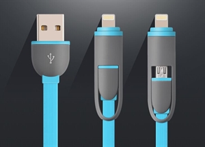 2in1 Micro USB Lightning Data Charger Cable Cord For iPhone 6 Samsung  の画像