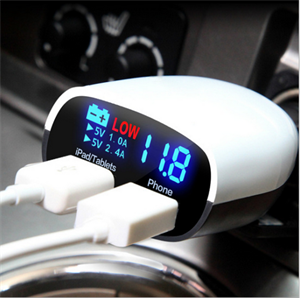 Picture of Universal  Dual USB  Port Car Charger Phone Adapter 5V 3.4A  with LED monitor