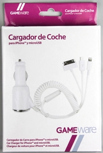 Picture of 3 in 1 USB Car Charger Coil Cable Adapter For iPhone 5 4 4S Samsung i9500 HTC LG