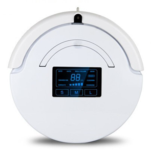 smart robot vacuum cleaner with remote control and LED screen の画像