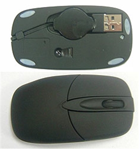 Small wired laptop mouse with built in cable の画像