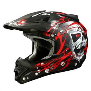 skull face Cross  helmet with visor の画像