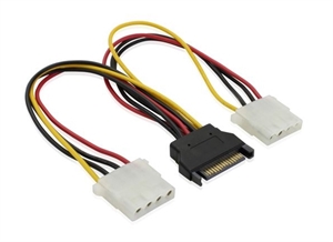 Picture of SATA 15pin male to dual 4pin Molex female