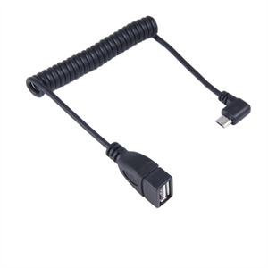 Image de Coiled  Micro USB Male 90° to A Female OTG Cable