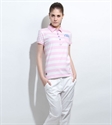 Ladies pink color striped polo shirt